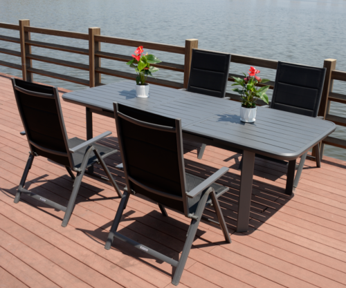 Alu slat stone grain auto extendable table