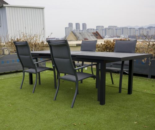 Alu slat wood grain auto extendable table