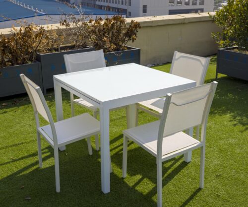 Steel&Alu glass extendable table