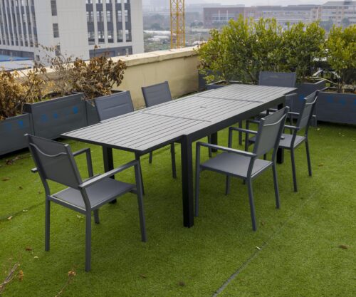 Alu slat extendable table