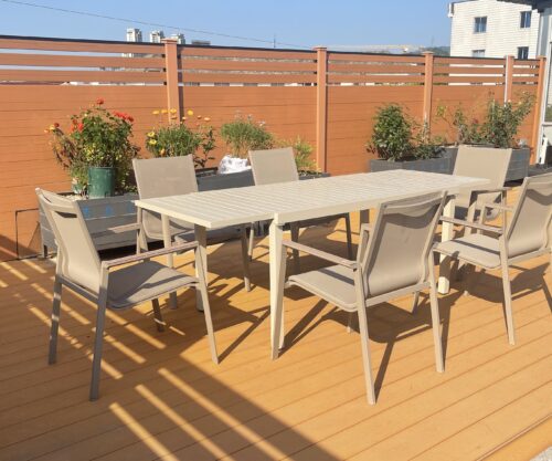 Aluminium extension table champagne