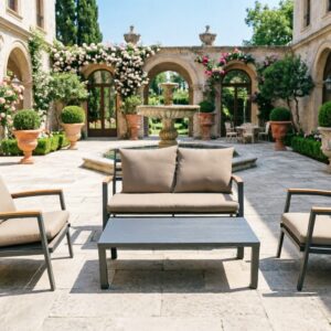 2*Alu single sofa +1*Alu two-seater sofa+1xAlu tea table (4 pcs sofa set)