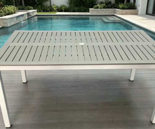 Steel plastic wood table