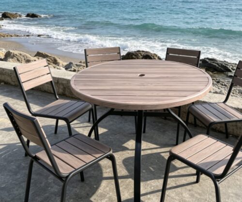 Steel splicing round table with heat-transfer