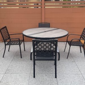 Steel plastic wood table