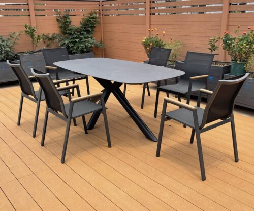 Alu sintered stone top extendable table