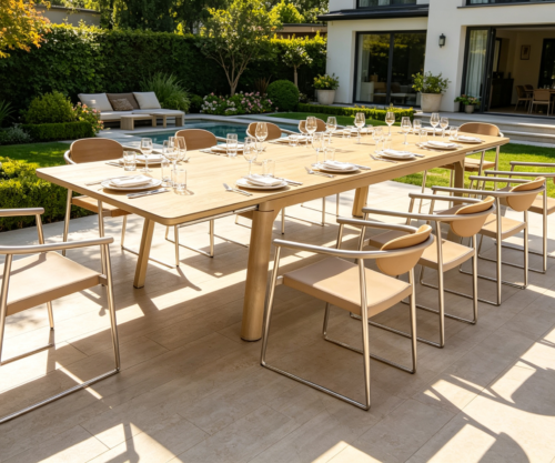 Aluminum glass auto extendable table