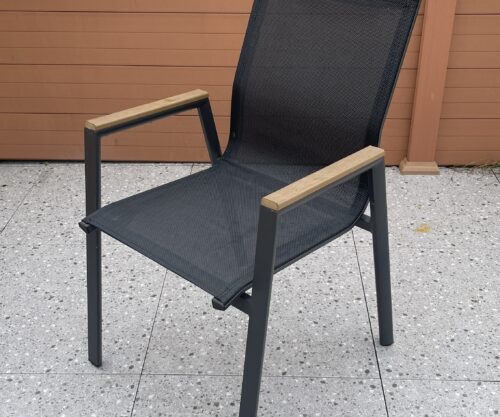 Alu textilene fixed chair Black