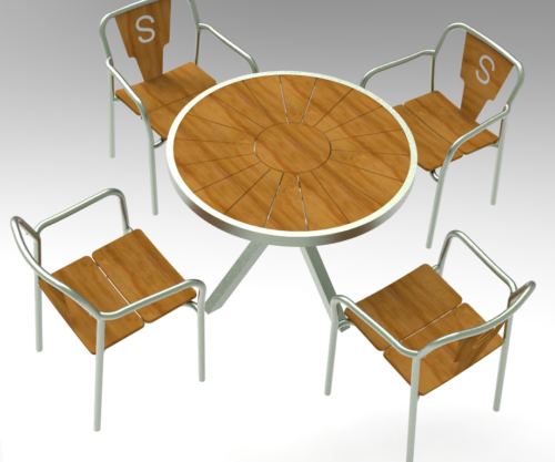 Alu plastic wood round table