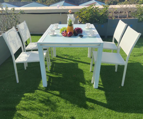 Alu glass extendable table