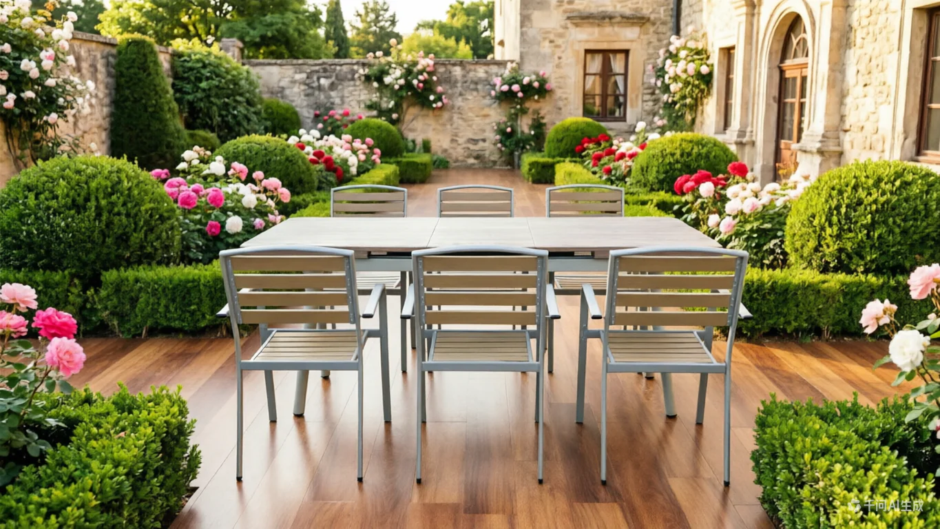 Alu plate wood grain auto extendable table